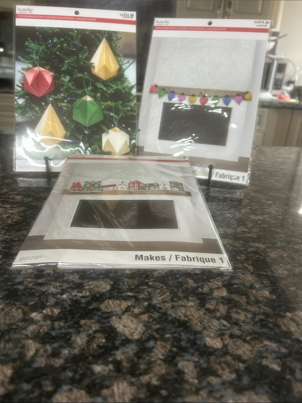 RECOLLECTIONS ASSORTED CHRISTMAS PAPER ORNAMENT KIT LOT OF 3 NWT